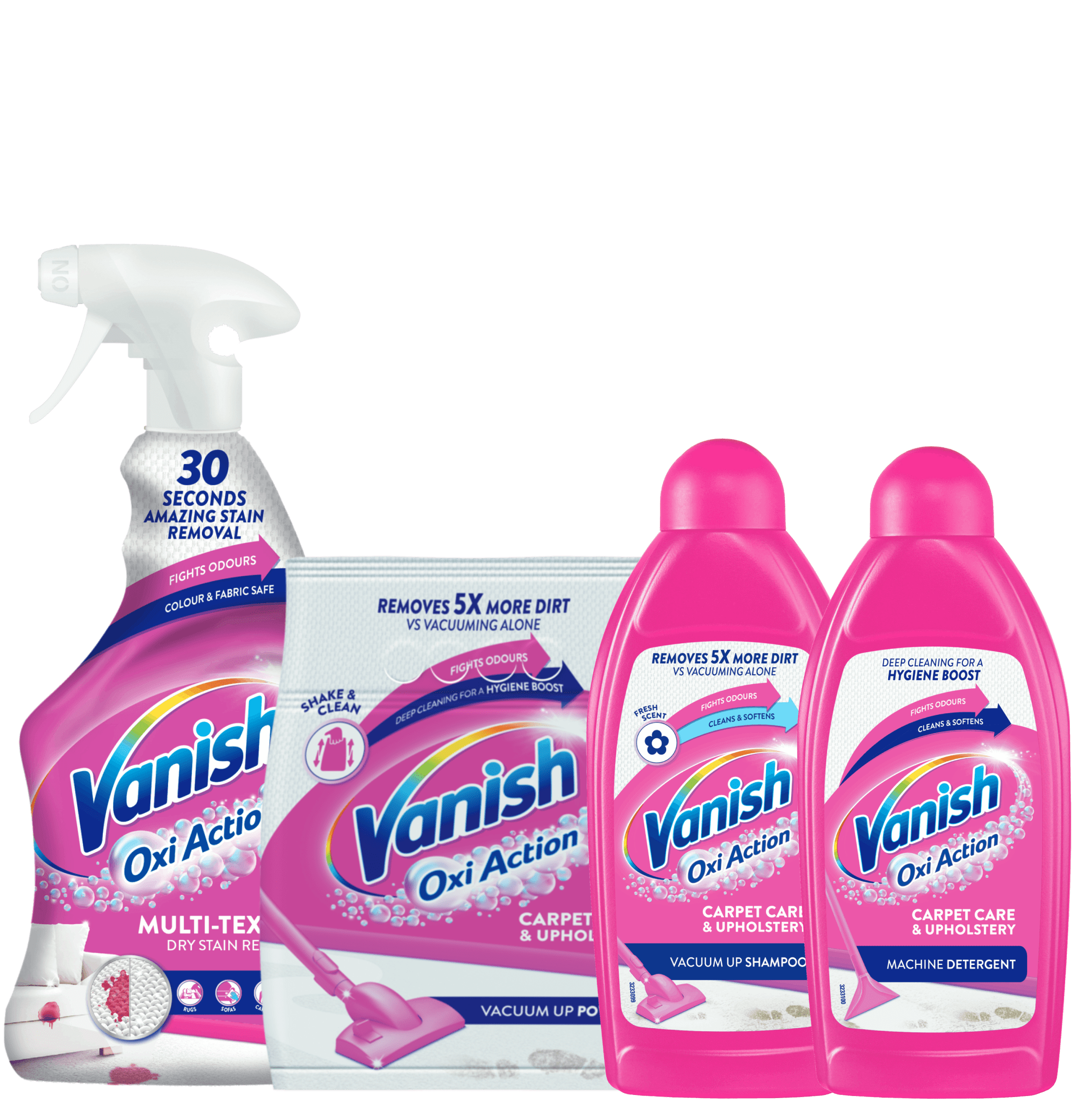 Vanish produkty pro čištění koberců a čalounění